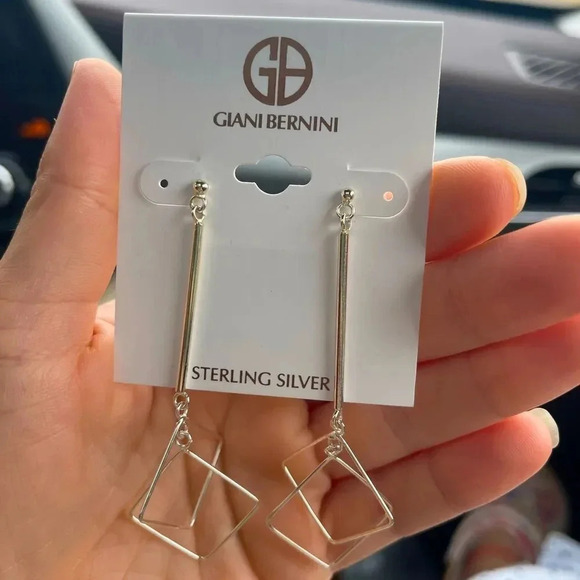 Giani Bernini Square Wire Linear Drop Earrings in Sterling Silver, - Picture 1 of 4